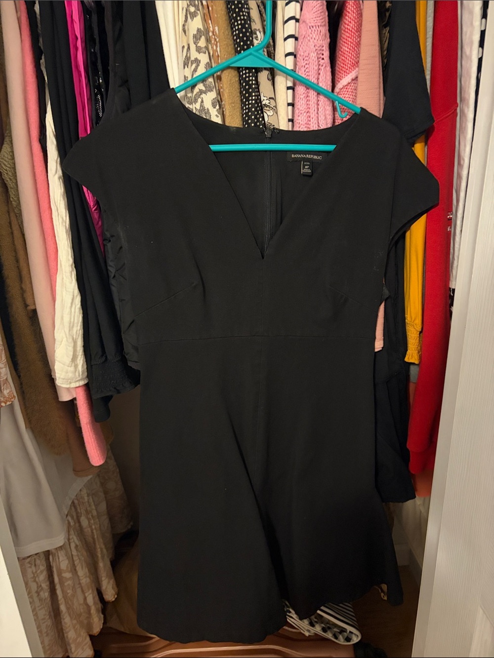Banana Republic Black Cap-Sleeve V-Neck Mini Dress